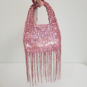 Handcrafted Beaded Bag Made in India Viral Tiktok Purse Pink Flower Fringe Rare